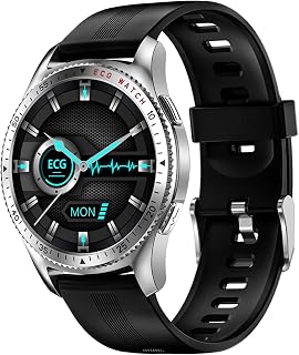 QESTO KNN ES08 Bluetooth Call Smart Watch Music Player, with Blood Pressure/Blood Oxygen ECG Heart Rate Monitoring Watch Pedometer Fitness Tracker Watch(A)(F)