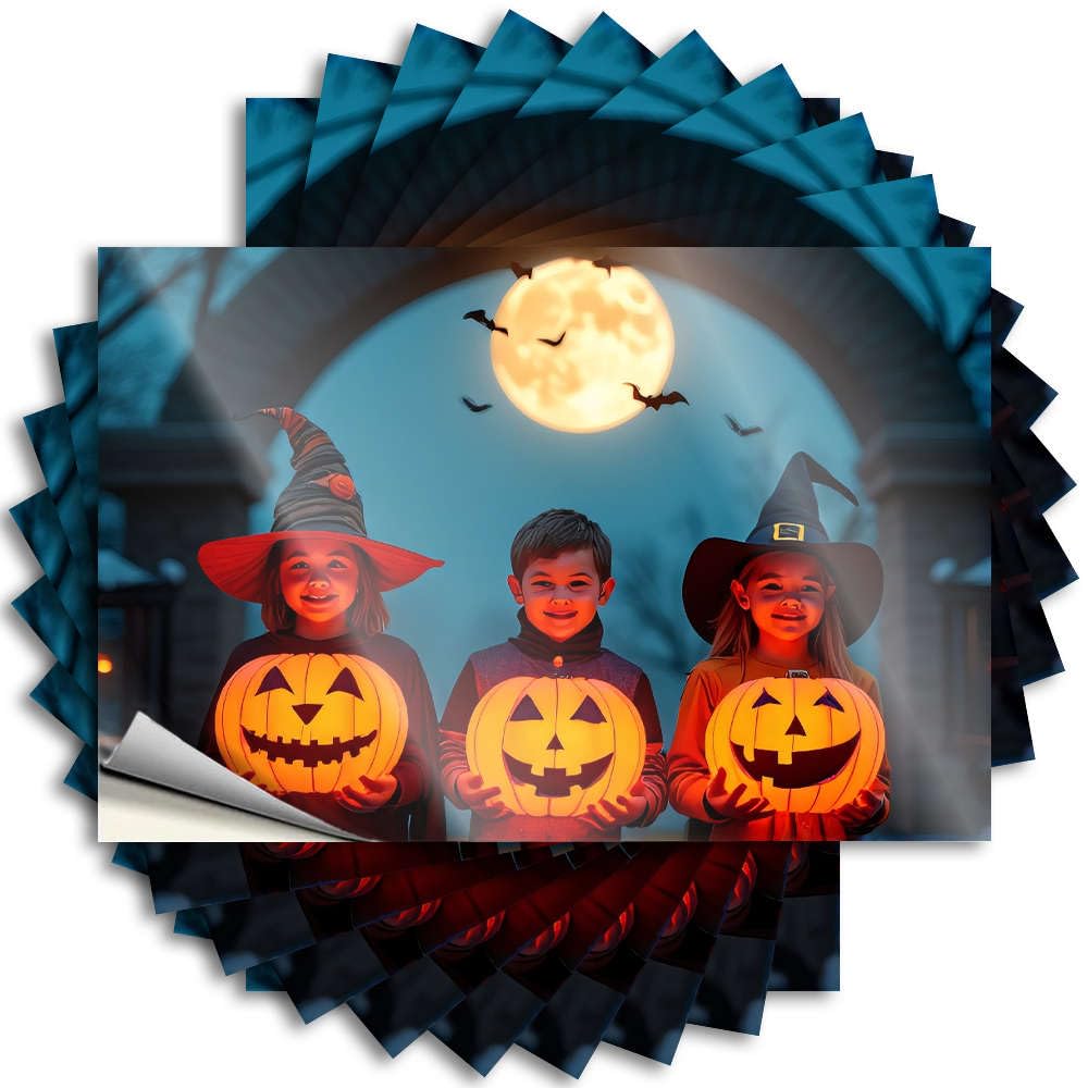 Halloween Night with Glowing Pumpkins. Decal Teen | Happy Helmet Removable Decal Pack(12X18CM)