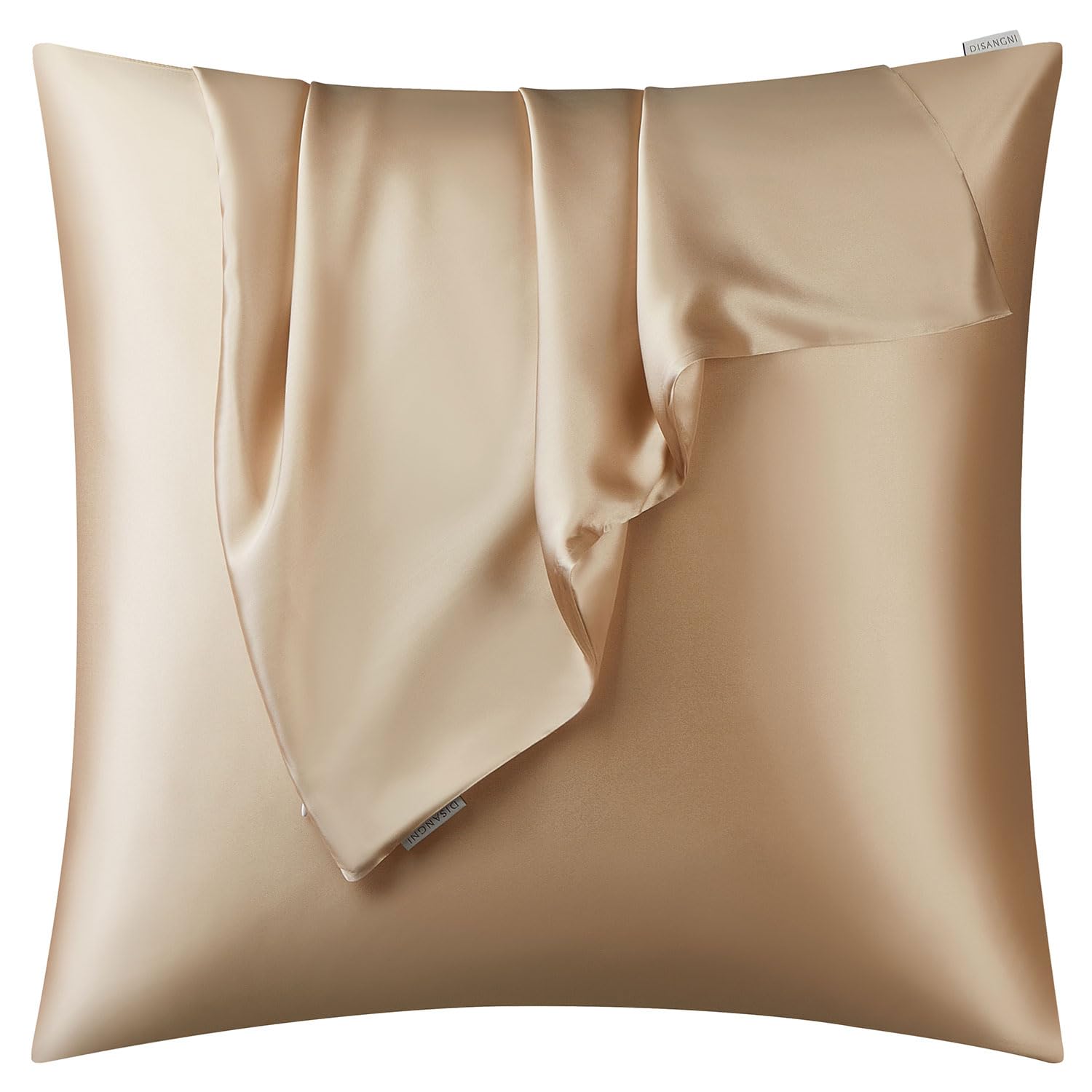DISANGNI 100% Natural Mulberry Silk Pillow case for Hair and Skin with Hidden Zipper 22 Momme Both Sides Real Silk Pillow Case (1pc 65x65cm, Gold)