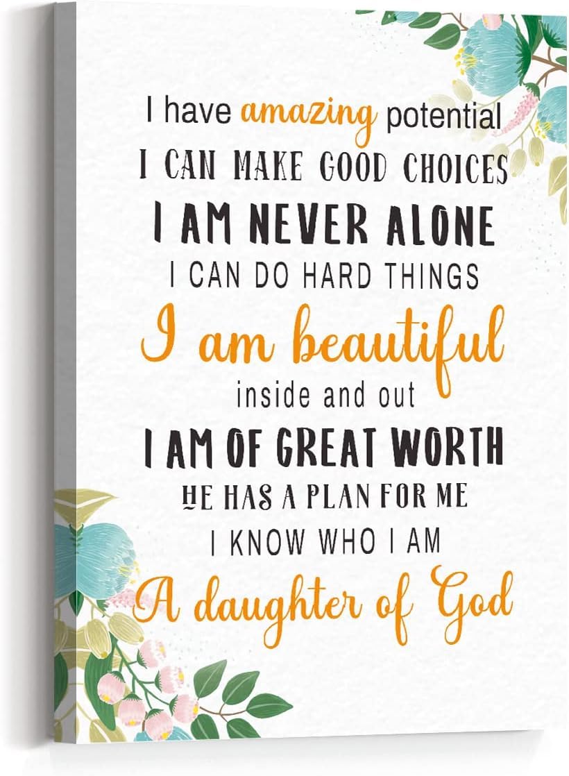 TFZQm Metal tin sign girl affirmation inspirational daughter of god motivational wall art wall art hangable teen girl home office bedroom dorm wall decor 12x8 in