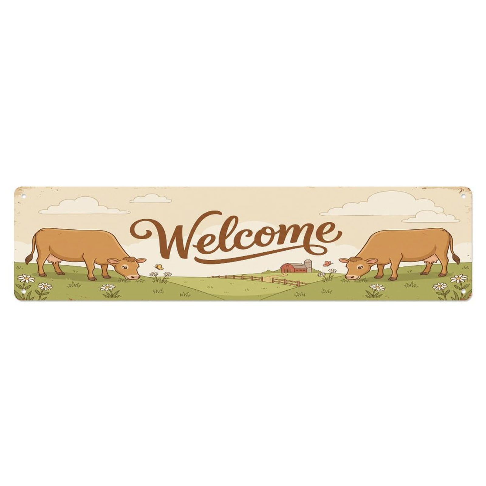 Vintage Welcome Jersey Cow Metal Tin Sign