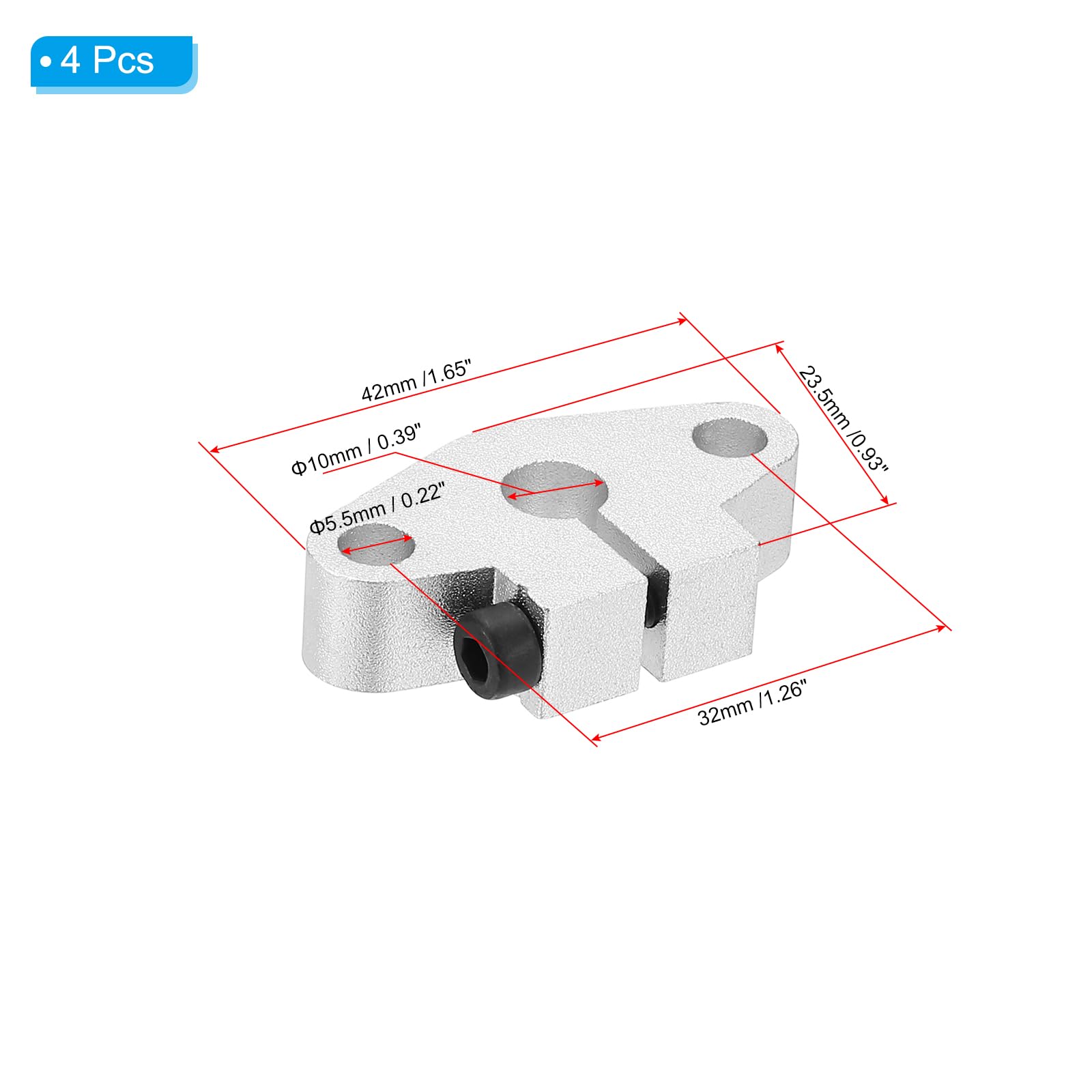 PATIKIL SHF10 aluminiowy ruch liniowy pręt szynowy uchwyt zaciskowy prowadnicy 4 szt. do 10 mm wału