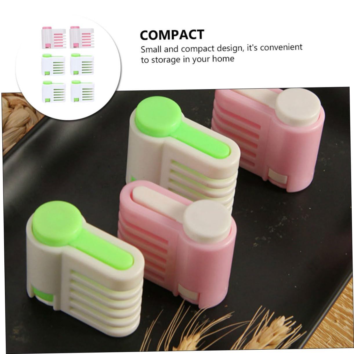 KICHOUSE 6-in-1 Cake Slicing Leveler Bread Slicing Guide Toast Cutters Food Grade Plastic Baking Tool Random Color