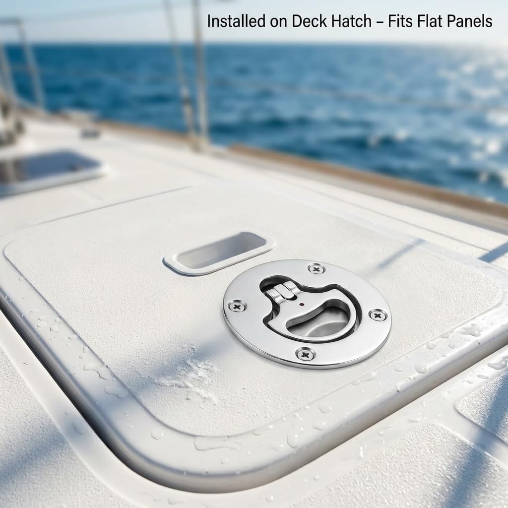QWORK Marine Hatch Cam Latch 316 Stainless Steel – Fits 2.05" Cutout for Boat Decks, Hatches & Panels
