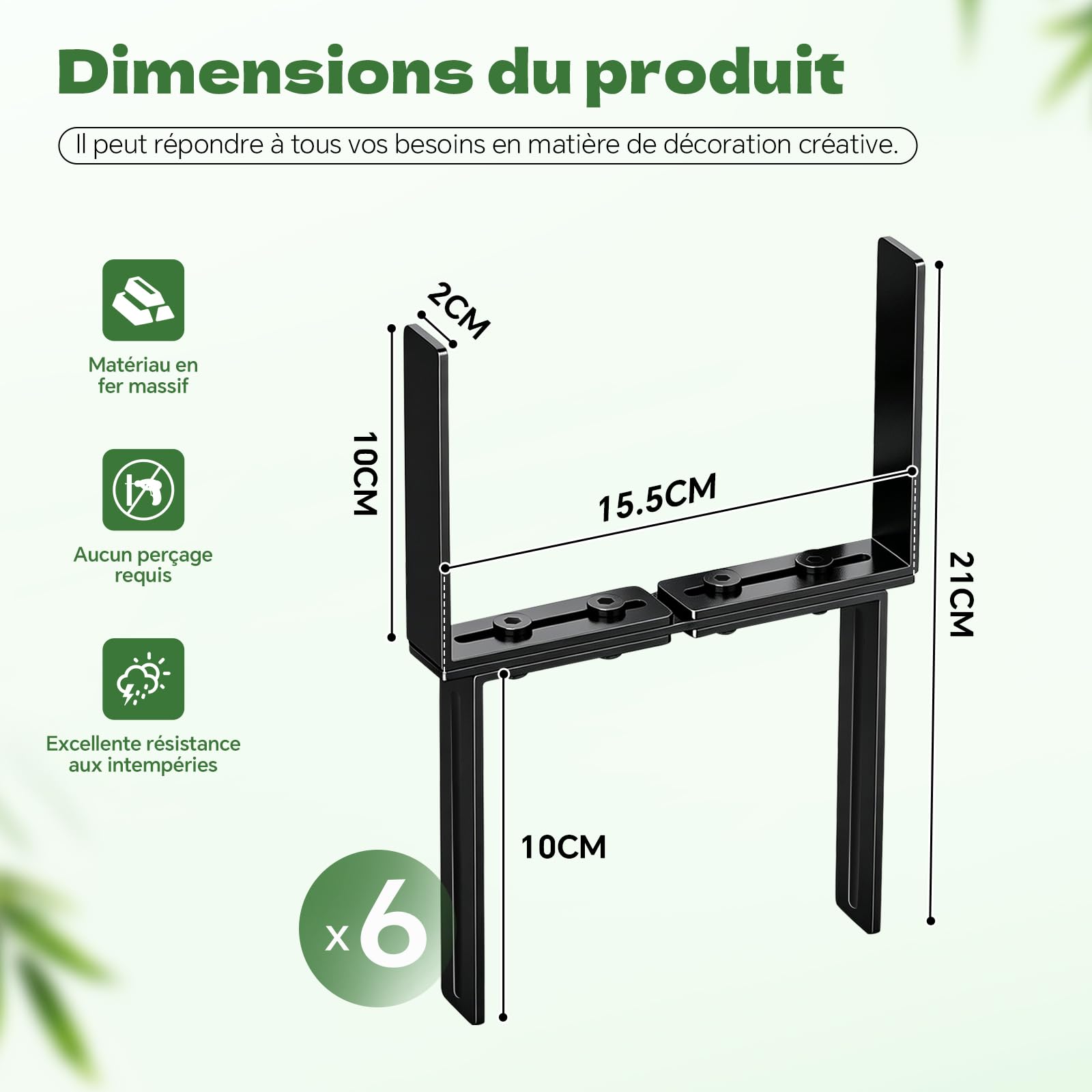 support jardiniere balcon，Supports de Jardinière en Forme de HLot 6