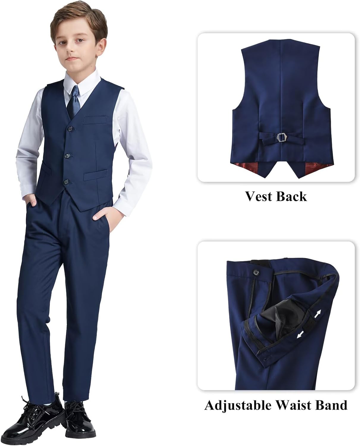 JPF Boy's Formal Suit Set Slim Fit Kids Tuxedo Suits for Wedding Teen Toddler Boy Dress Suit Outfit - Image 4