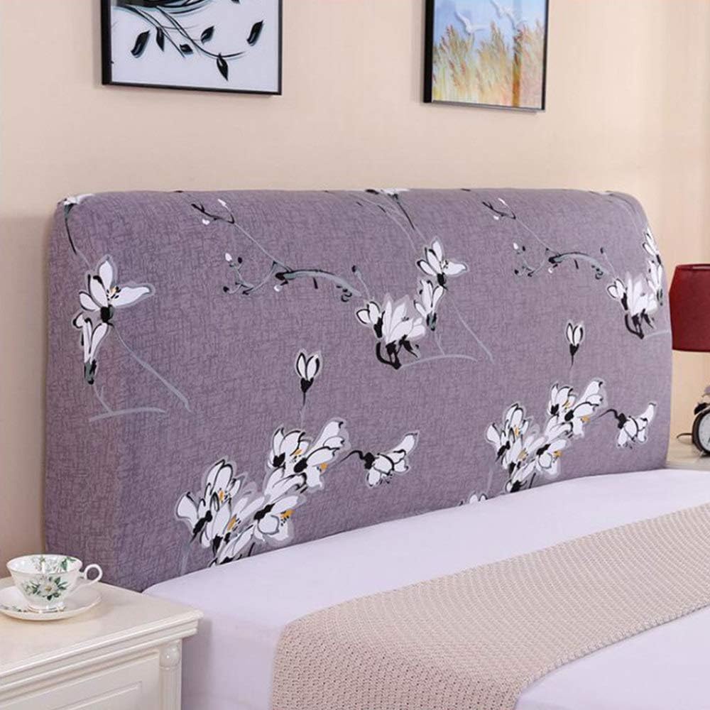 Printed Bed Headboards Slipcover Nordic Milk Silk High Elastic Fabric ...
