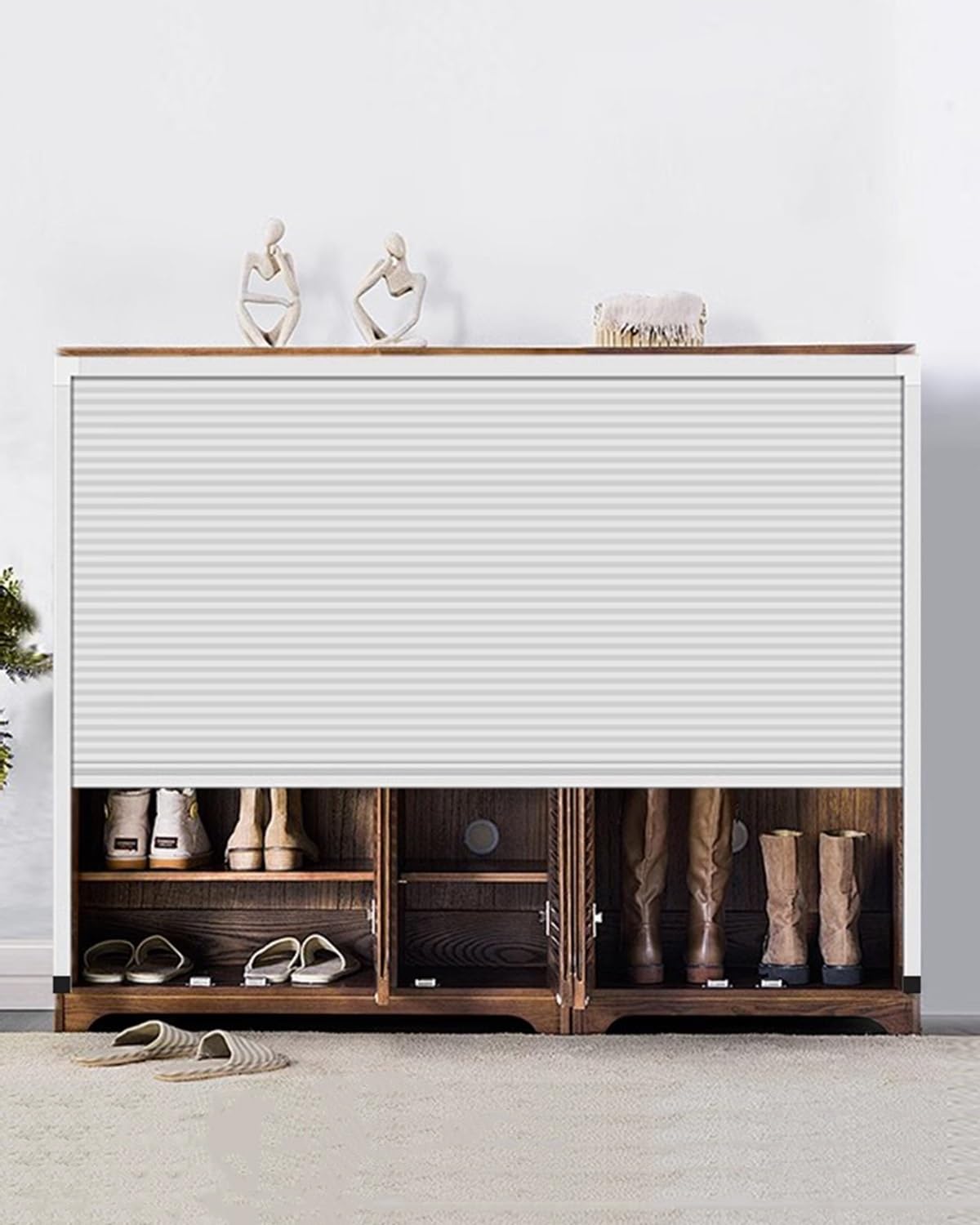 Foldable Accordion Cupboard Door, No Drilling Installation, Customizable Folding Screen for Wardrobe Cabinet and Home Entry