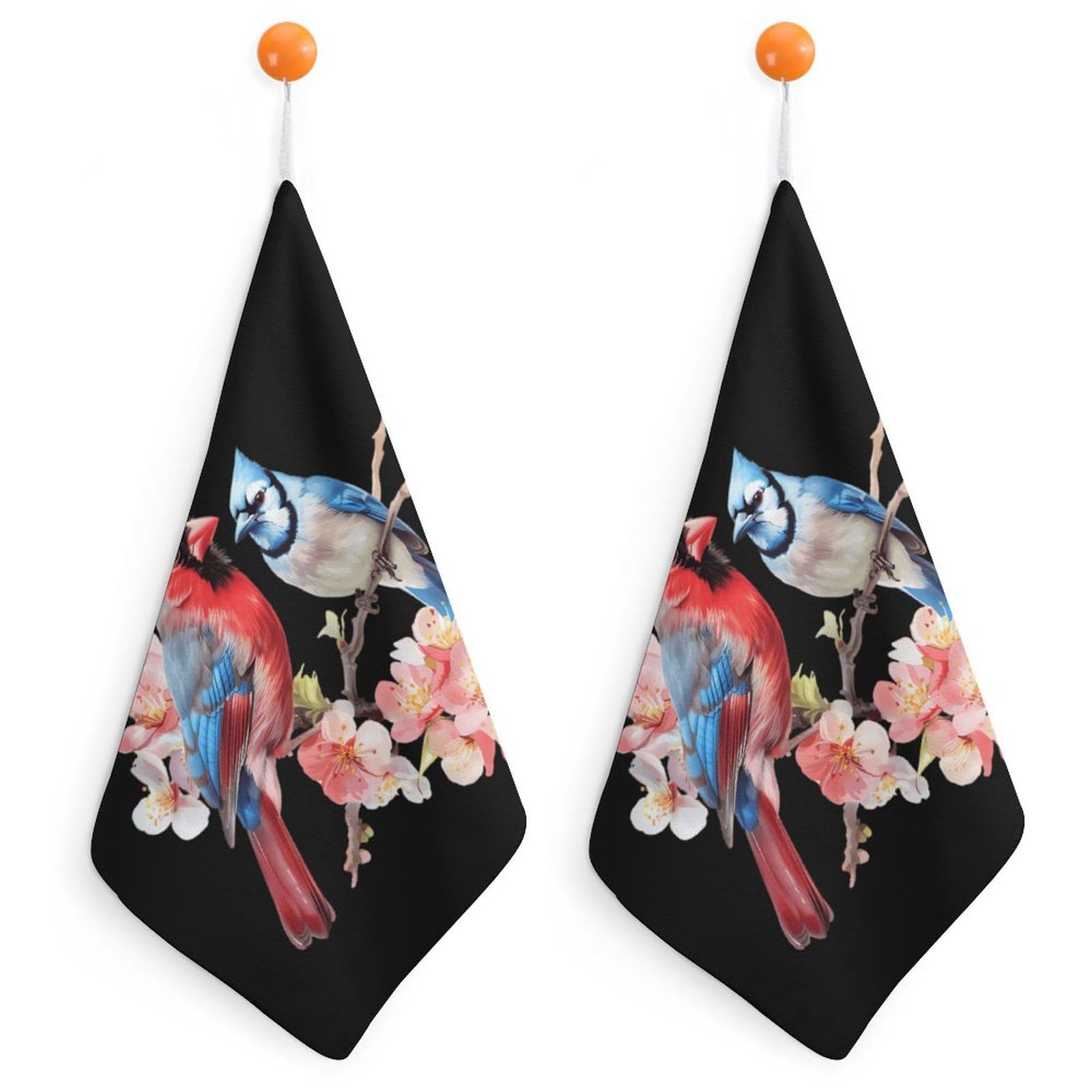 CGSBNGHA Cardinal And Blue Jay Bird Hand Towel Hanging Face Towels Cleaning Cloths Handkerchief for Bathroom Kitchen