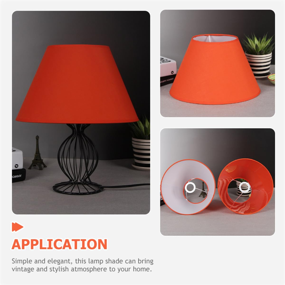 Paralume Arancione Vintage E27 per Lampada da Tavolo da Parete, Piccolo Coprilampada a Tamburo Diffusione Luce Calda per Illuminazione Domestica
