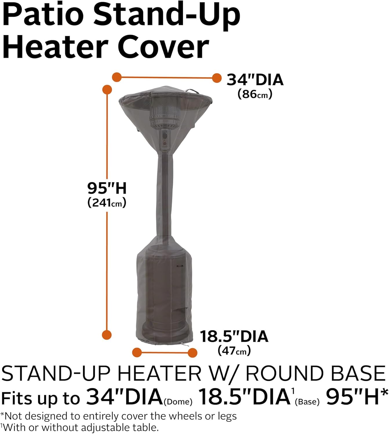 Classic Accessories Ravenna Water-Resistant 34 Inch Stand-Up Patio Heater Cover