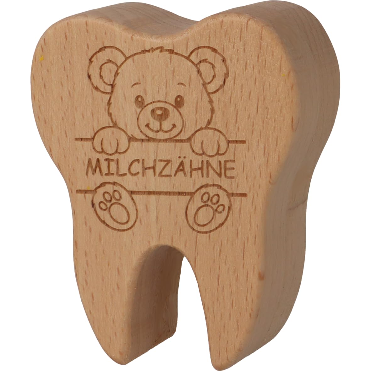 CREOLOGIC Zahndose aus Holz für Milchzähne – Zahnbox mit Lasergravur – langlebige Zahndose für Kinder & Zahnfee – verschiedene Motive & Farben (Bär Milchzähne-natur)