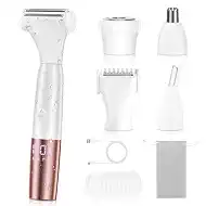 5-in-1 Bikini Trimmer Electric Razors for Women, Cordless Electric Shaver with LCD Display for Facial Body Legs Hair, Rechargeable Waterproof Pubic Body Hair Trimmer Holiday Birthday Gifts for Women