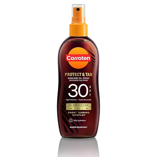 Carroten OmegaCare Tanning Oil LSF 30, 150 ml - Bräunungsbeschleuniger mit Omega-Fettsäuren - Bräunungsöl Spray mit Sonnenschutz - Sonnenöl für schnelle Bräune