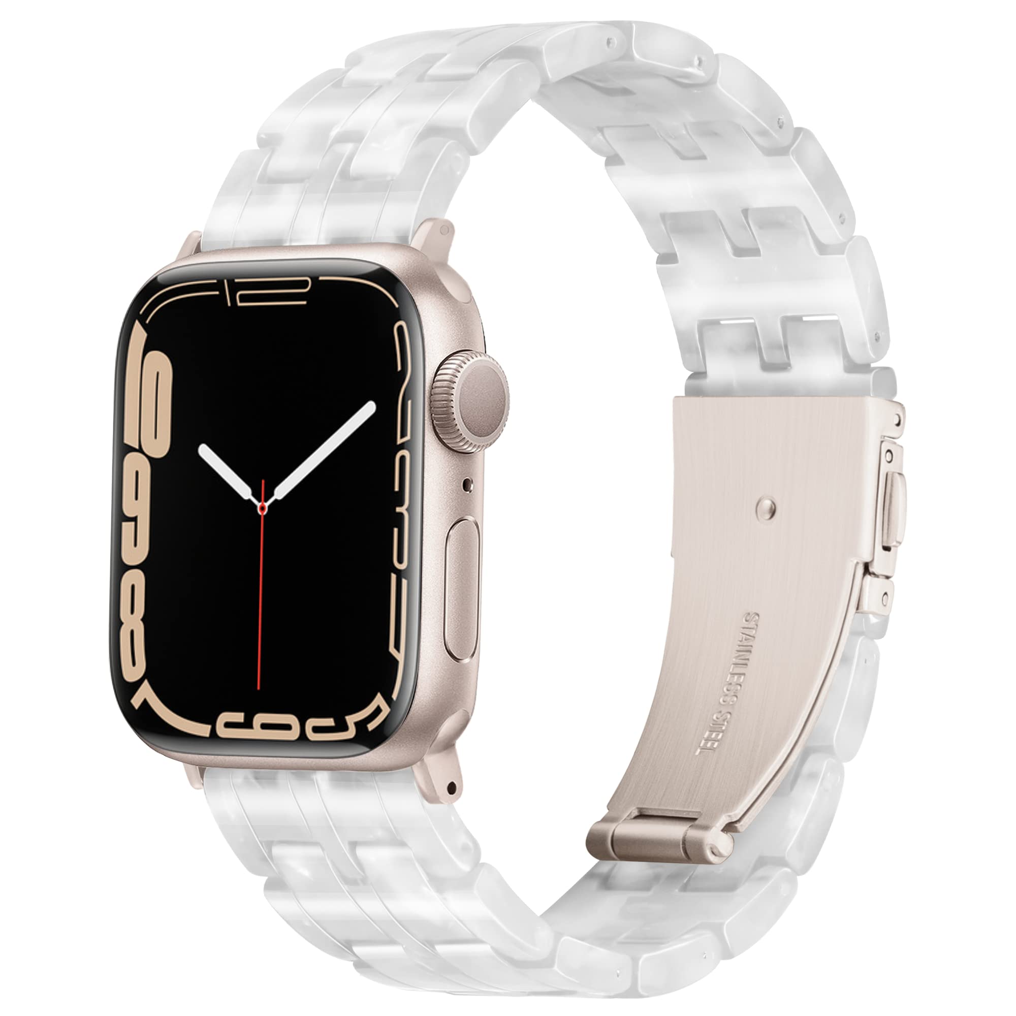 Lightweight Resin Band For Apple Watch Series 12 11 10 9 8 7 6 5 4 3 2 1 SE 3 2 Ultra 4 3 2, Fashion Adjustable Replacement Strap for iWatch Bands 38mm 40mm 41mm 42mm 44mm 45mm 46mm 49mm for Women Men