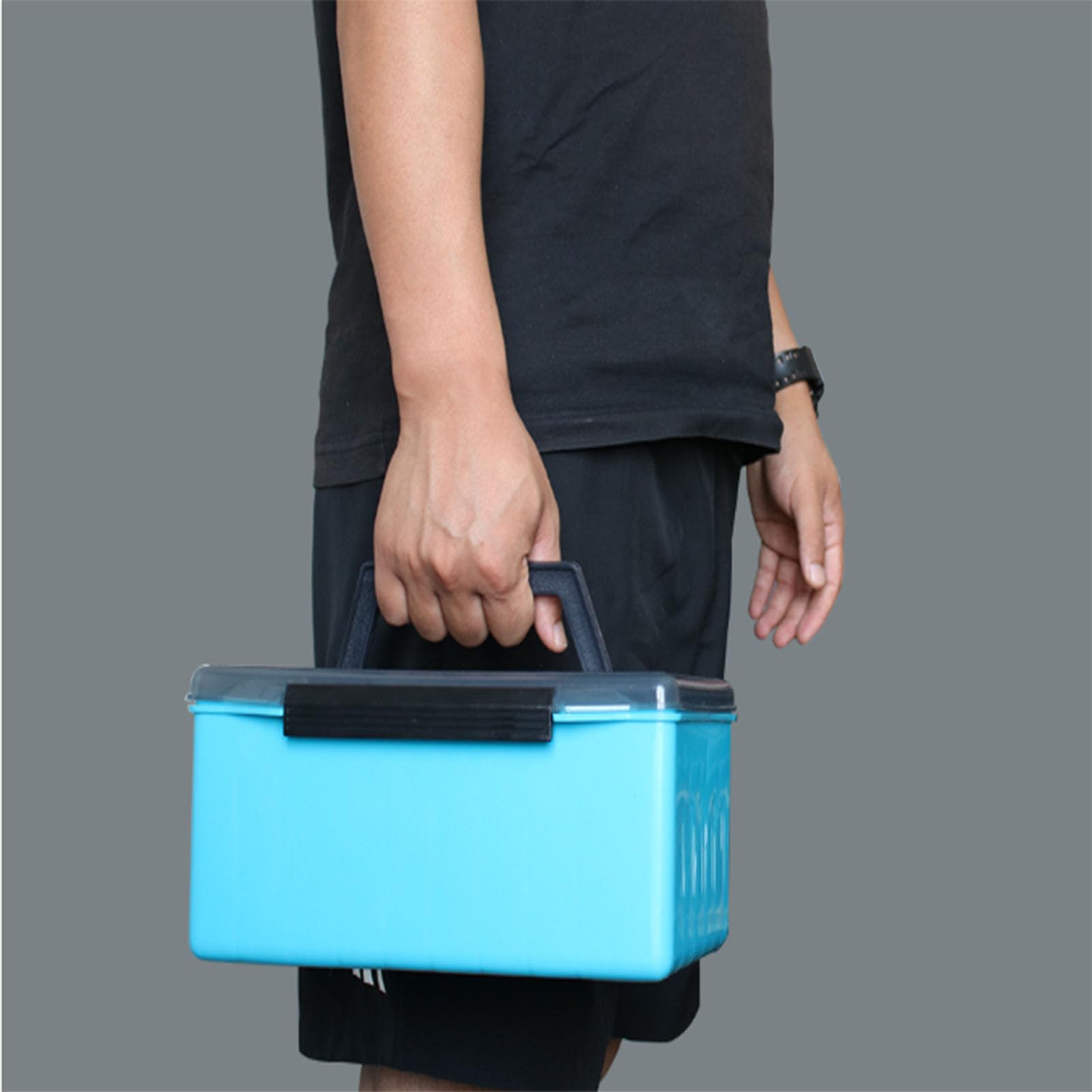 Boîte à appâts de pêche Portable Bleue - Organisateur de Rangement à Compartiments réglables pour pêcheurs en Eau Douce/salée
