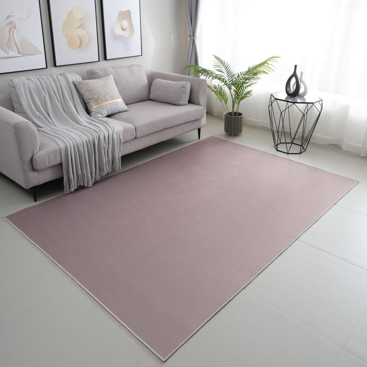 viceroy bedding PLAIN NON SLIP Modern Rugs Living Room Carpet Mat For Bedroom Large Area Rug Hallway Kitchen Extra Large Size Low Pile Flat Weave (Beige, 60 x 110 cm)