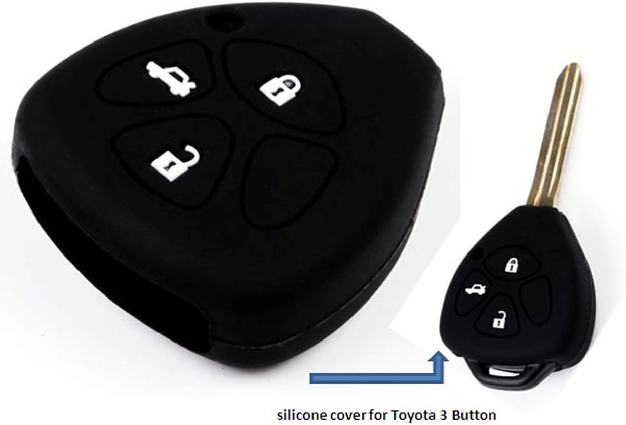 New Flip Key Remote Fob CASE COVER SHELL Black For TOYOTA Remote Key Case 3 Button (Empty Silicone Cover Only, No key, no Chips)