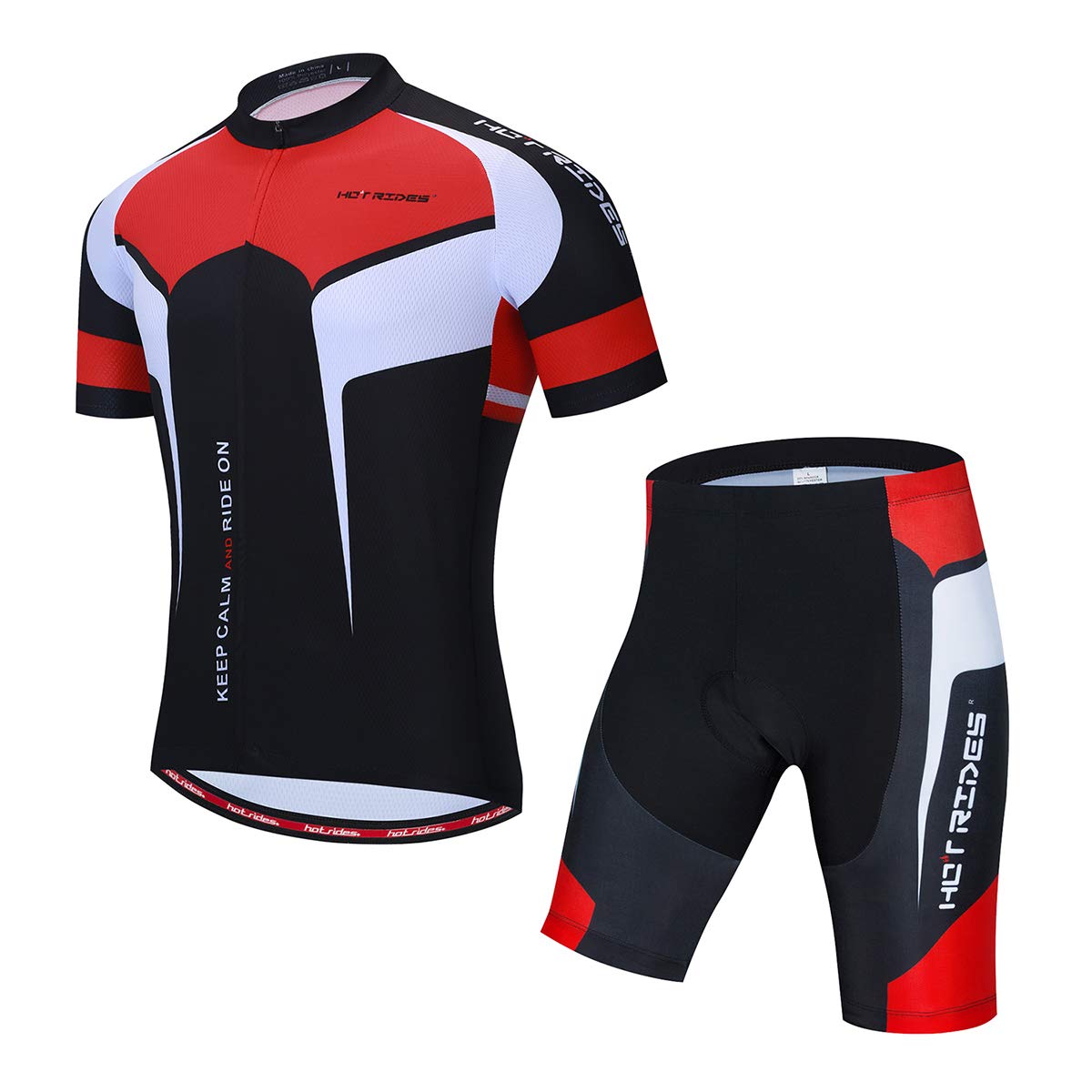 Hot Rides Men's Quick Dry Cycling Jersey and 3D Gel Padded Shorts and Bib Set