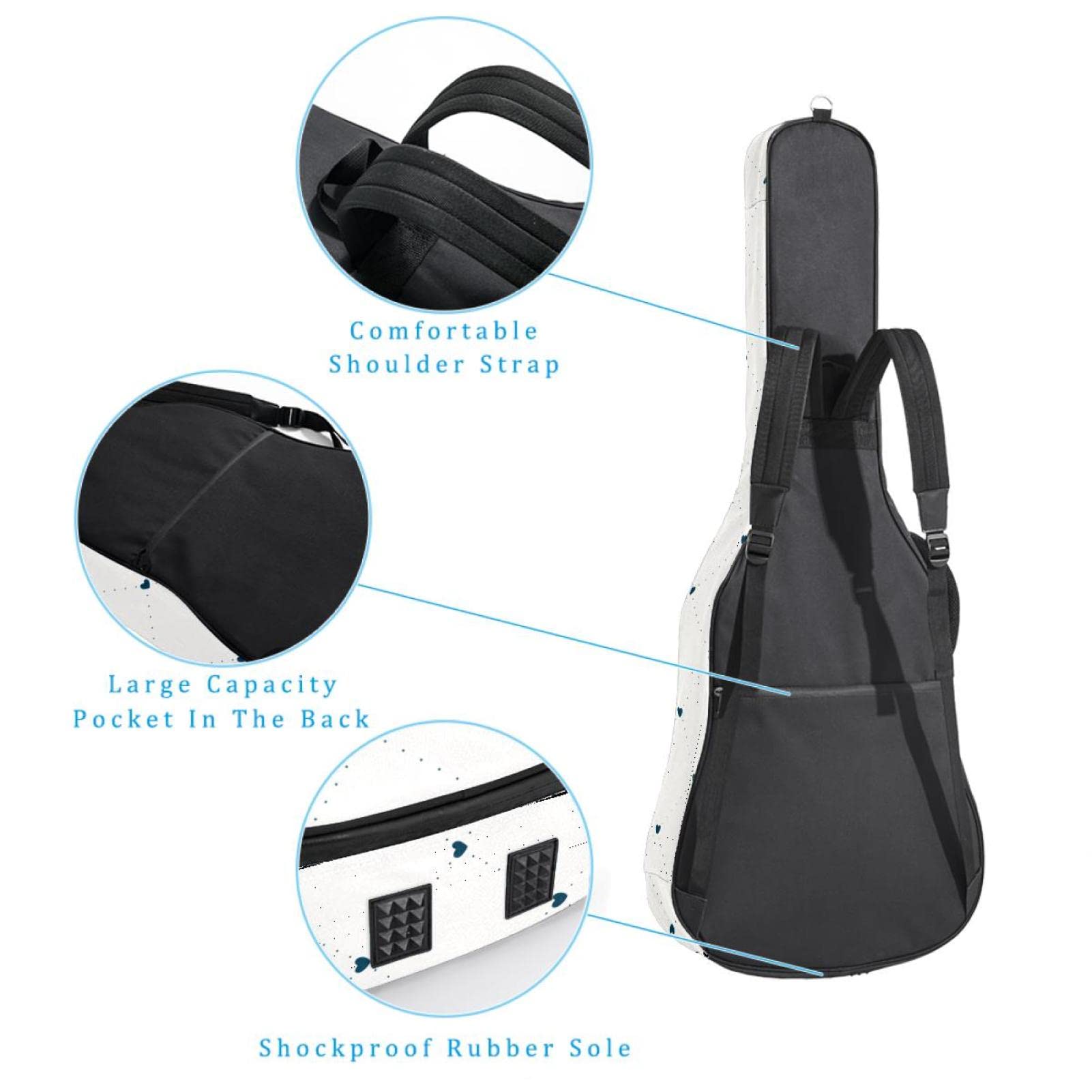 Torba na gitarę akustyczną wodoodporna gitara plecak gruby miękki wyściełany uroczy jednorożec dziecko Dimond miłość gwiazdy klasyczna gitara obudowa, kolor 5, 42.9x16.9x4.7 in, Organizer do torby