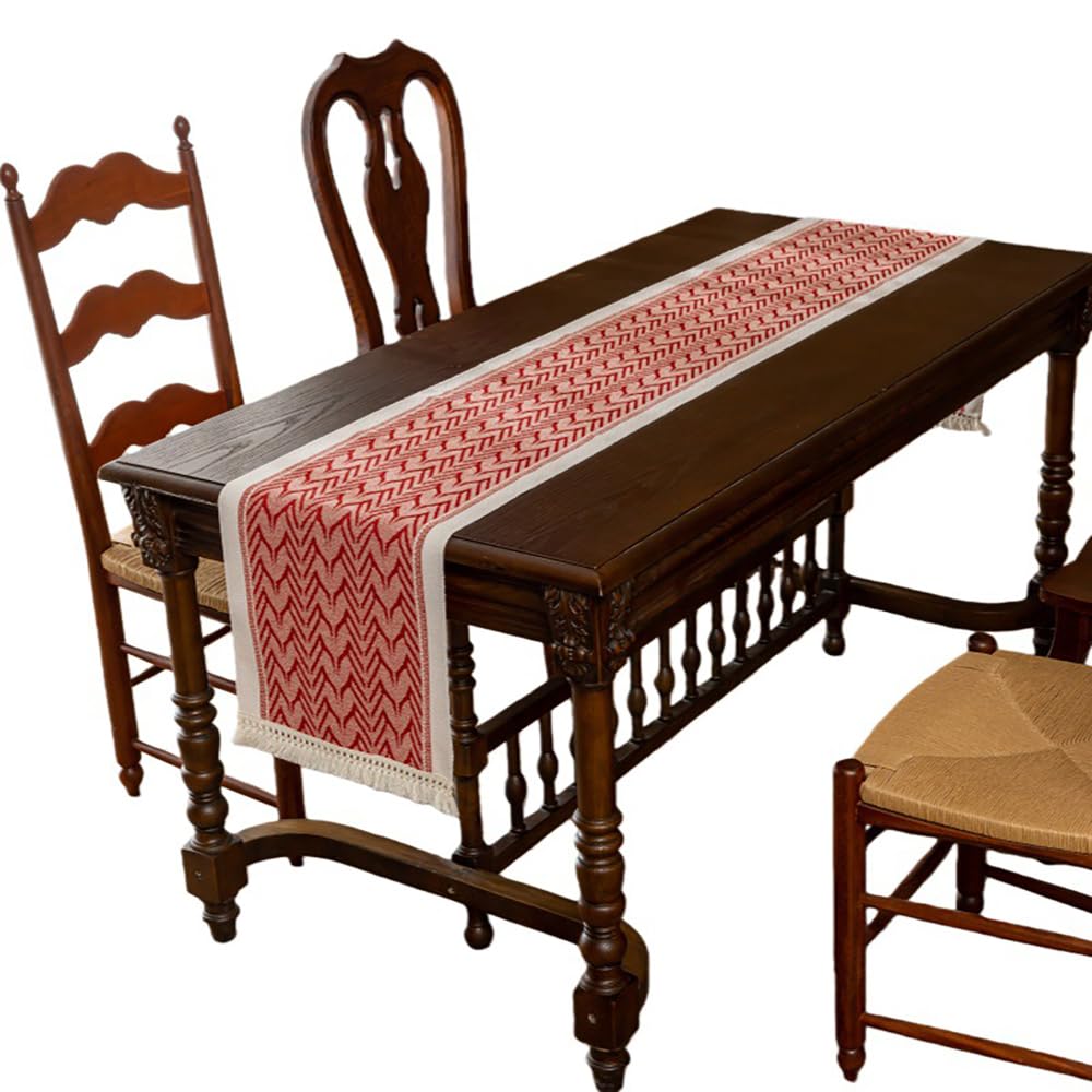 Mswborml Chinese Red Wedding Table Runner with Tassels