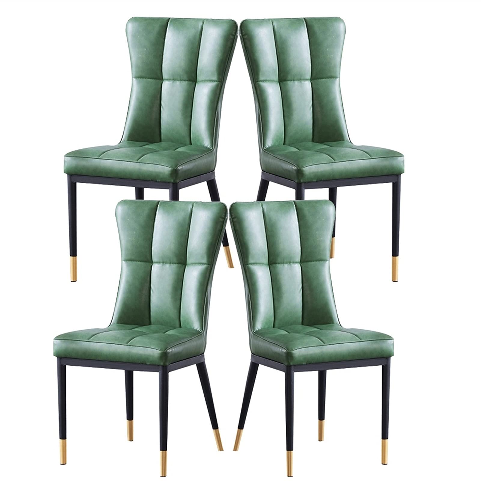 Dining Chair Kitchen Dining Room Furniture Chairs Dining Chairs Set of 4 Modern Metal Leg Kitchen Living Room Chairs Matte Water Proof Leather Upholstered Side Chairs (Color : Green)
