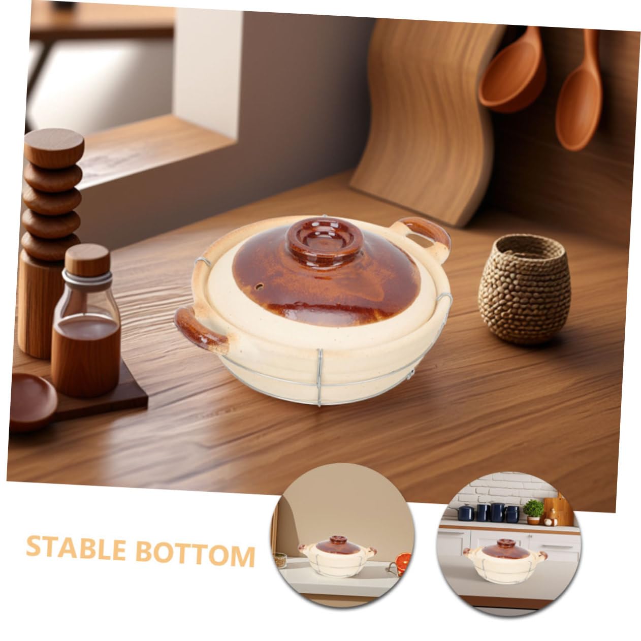 TOYANDONA 2 piezas Cazuela de Barro con Tapa Resistente Altas Temperaturas para Estofados y Sopas Olla de Arcilla Versátil para Horno de Unidades con Mango para Cocina Casera