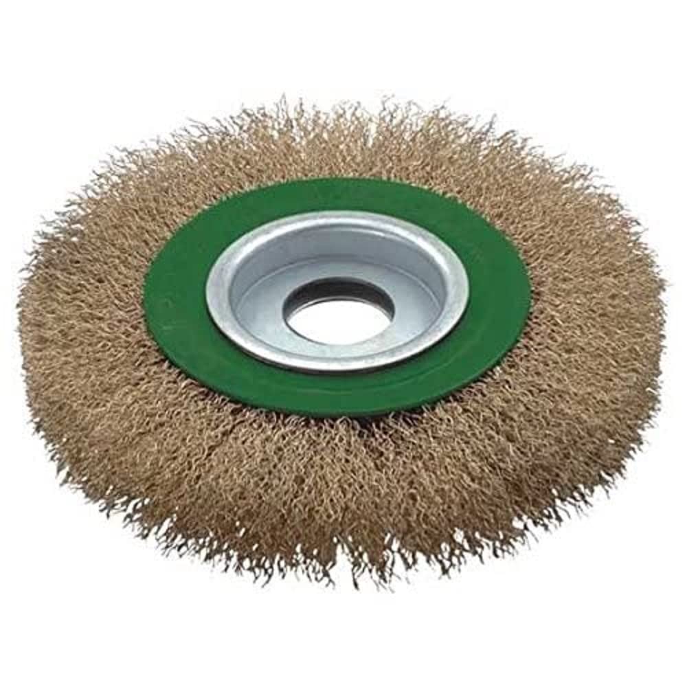 Troy T 27704/125 Saçaklı Daire Fırça, Yeşil/Gri/Prinç, 125 Mm