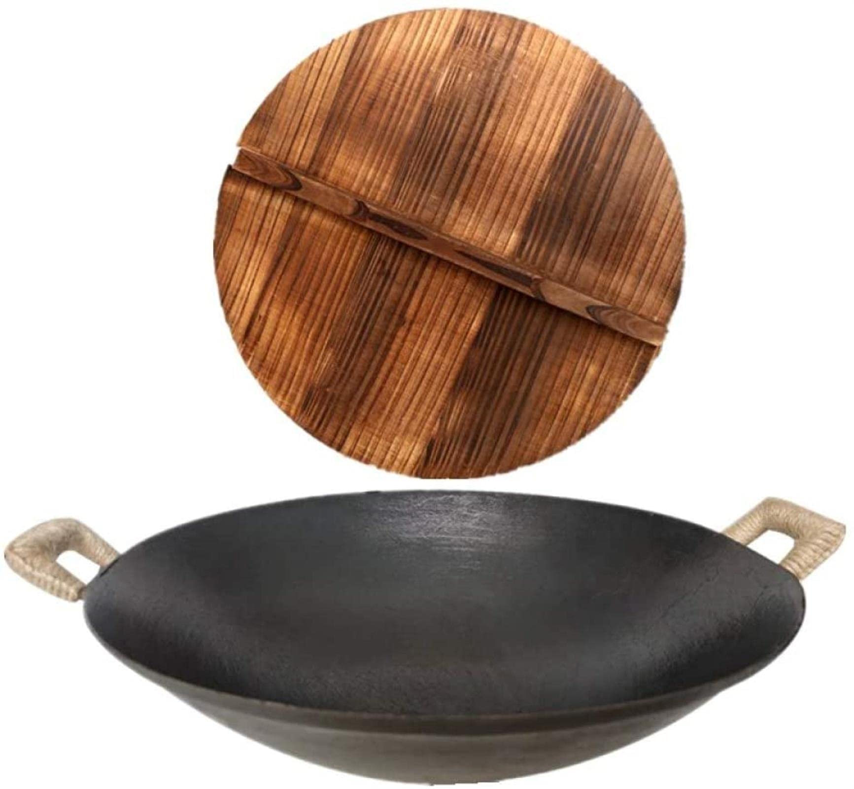 Amazon｜おいしいノンスティックバイノーラル中華鍋、耳麻ロープ