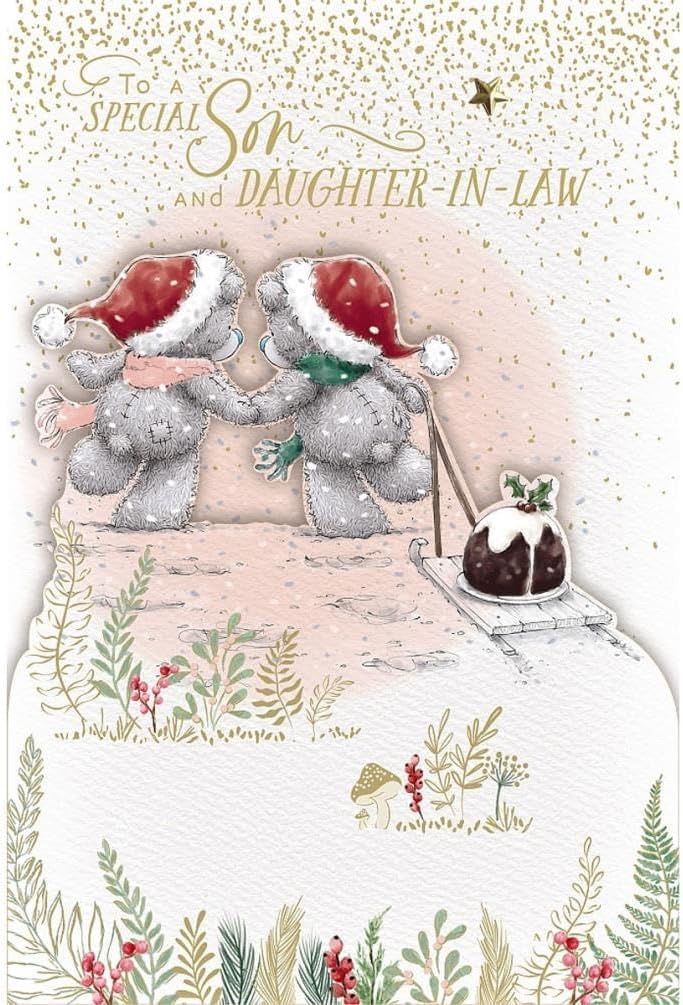 Me To You Tatty Teddy Luxury Handmade Christmas Card For Son & Daughter-in-Law 6x9ins - Official Collection