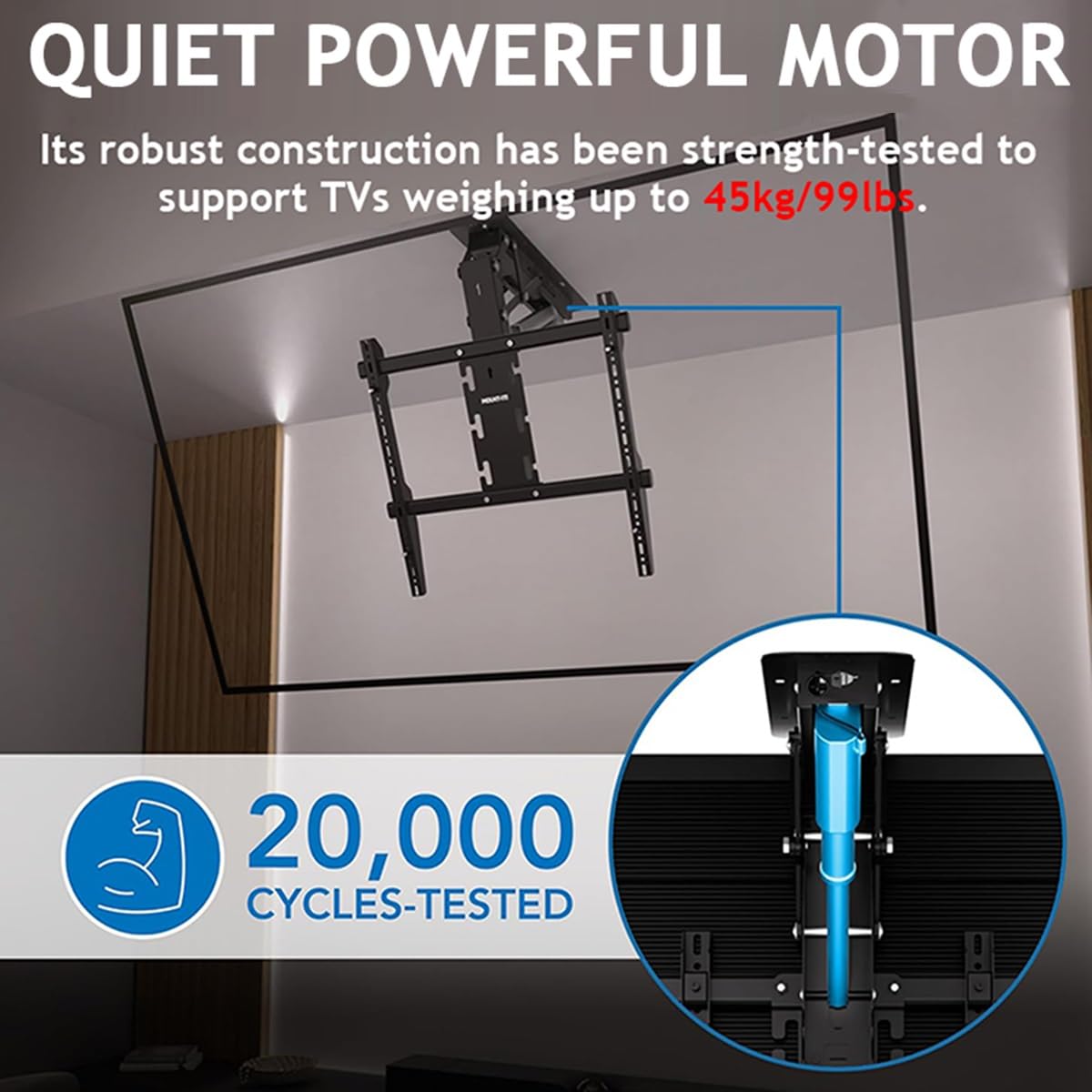 Soporte de TV de Techo eléctrico para Pantallas de 32 a 65 Pulgadas o de 50 a 90 Pulgadas, Soporte de TV de Techo Inclinado motorizado abatible, Ajuste de 0 a 75°, Control Remoto(32-65 Inch)
