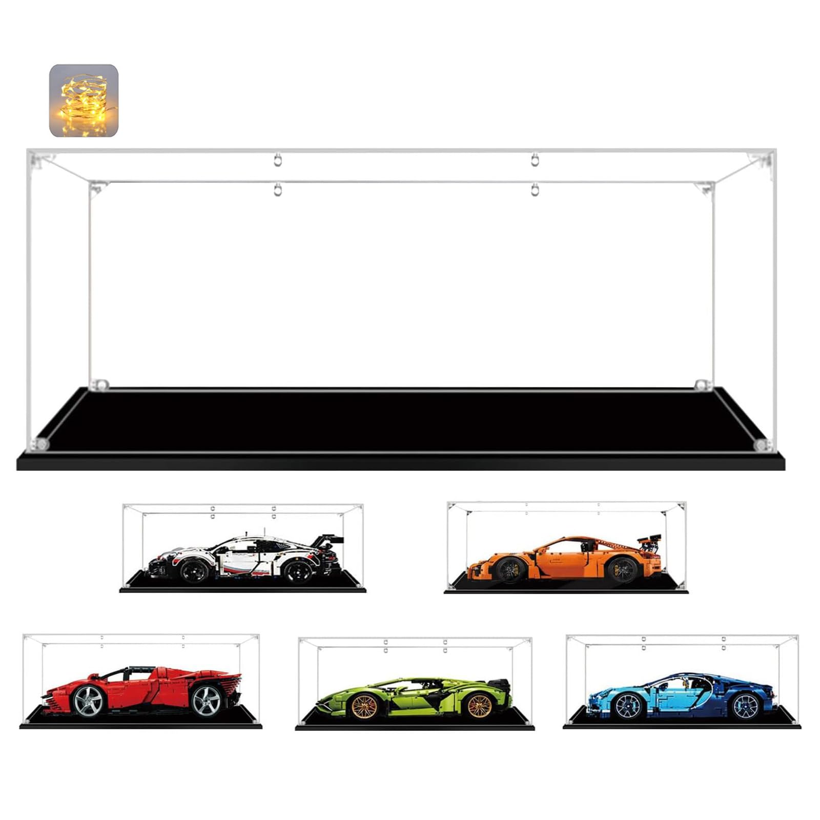 24.4x11.8x7.87in 3mm Large Acrylic Display Case for Lego 1/8 Scale Model Car Lamborghini 42115 Ferrari 42143 McLaren 42172 42083 42056 76139