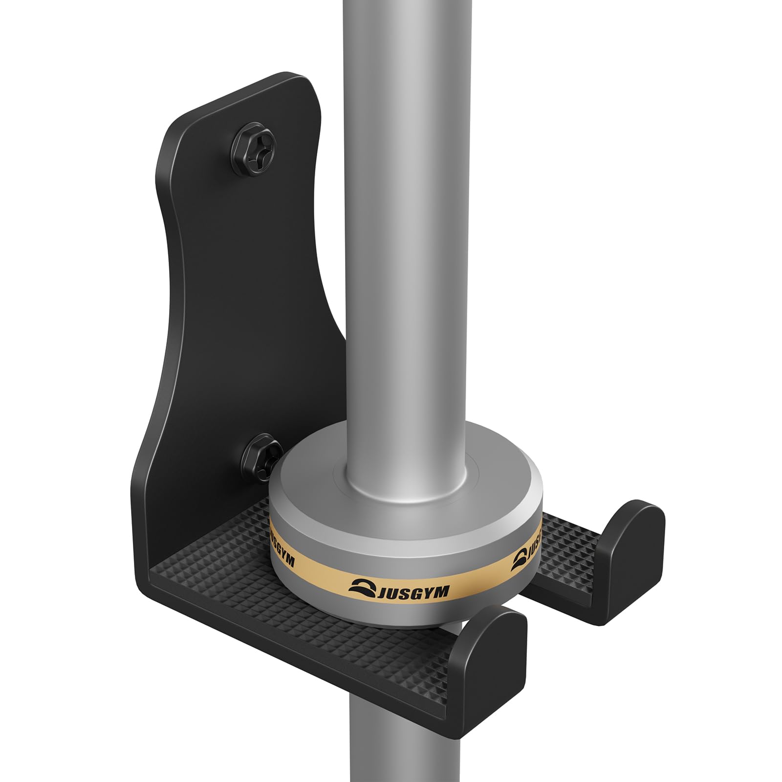 Jusgym Barbell Wall Holder, Durable Olympic Barbell Hanger with Protective Pad, Space Saving Barbell Holder for Squat Rack, Home Gym and Garage, Holds Under 33mm Bar Size (1 Piece)