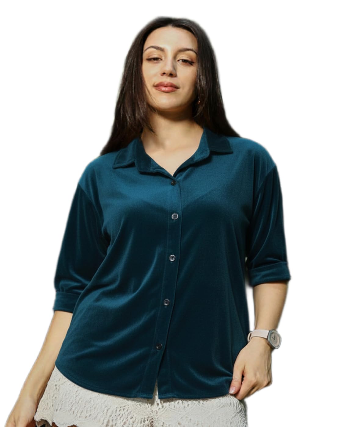 Premium Velvet Women’s Shirt | Button Down Stylish Top