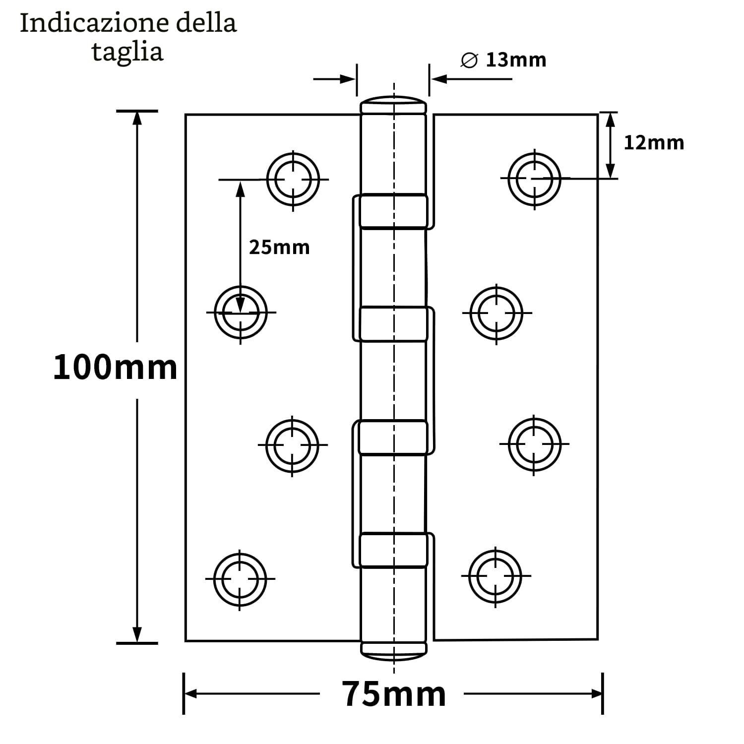 AOLISHENG 4 inch cerniere porte acciaio Inox 100mm per legno pesanti per porte interne esterne, 1 paia nero(100mm × 76mm)