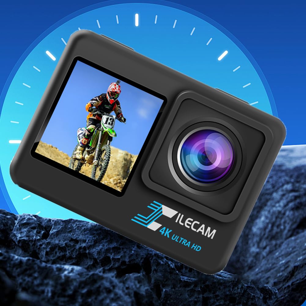 Zewnętrzna kamera sportowa 4K UHD 1080P 30FPS podwójny ekran 2,0 cala IPS rowerowy rejestrator wideo 120° szeroki kąt 30 m