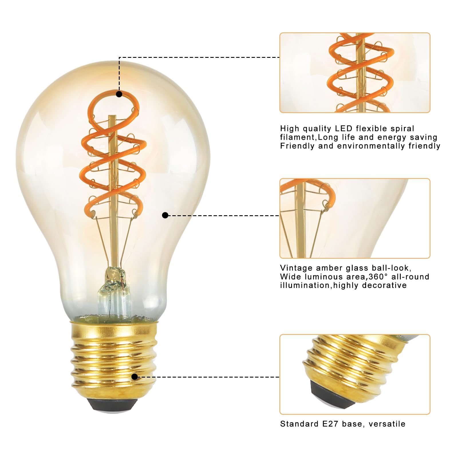 12er LED Lampe E27 Warmweiss Glühbirne: A60 Leuchtmittel Filament Warmweiß 2200K 4W Edison Retro Glühlampe Dekorative Birne Antike Energiesparlampe Nostalgie Bulb für Restaurant Haus Café