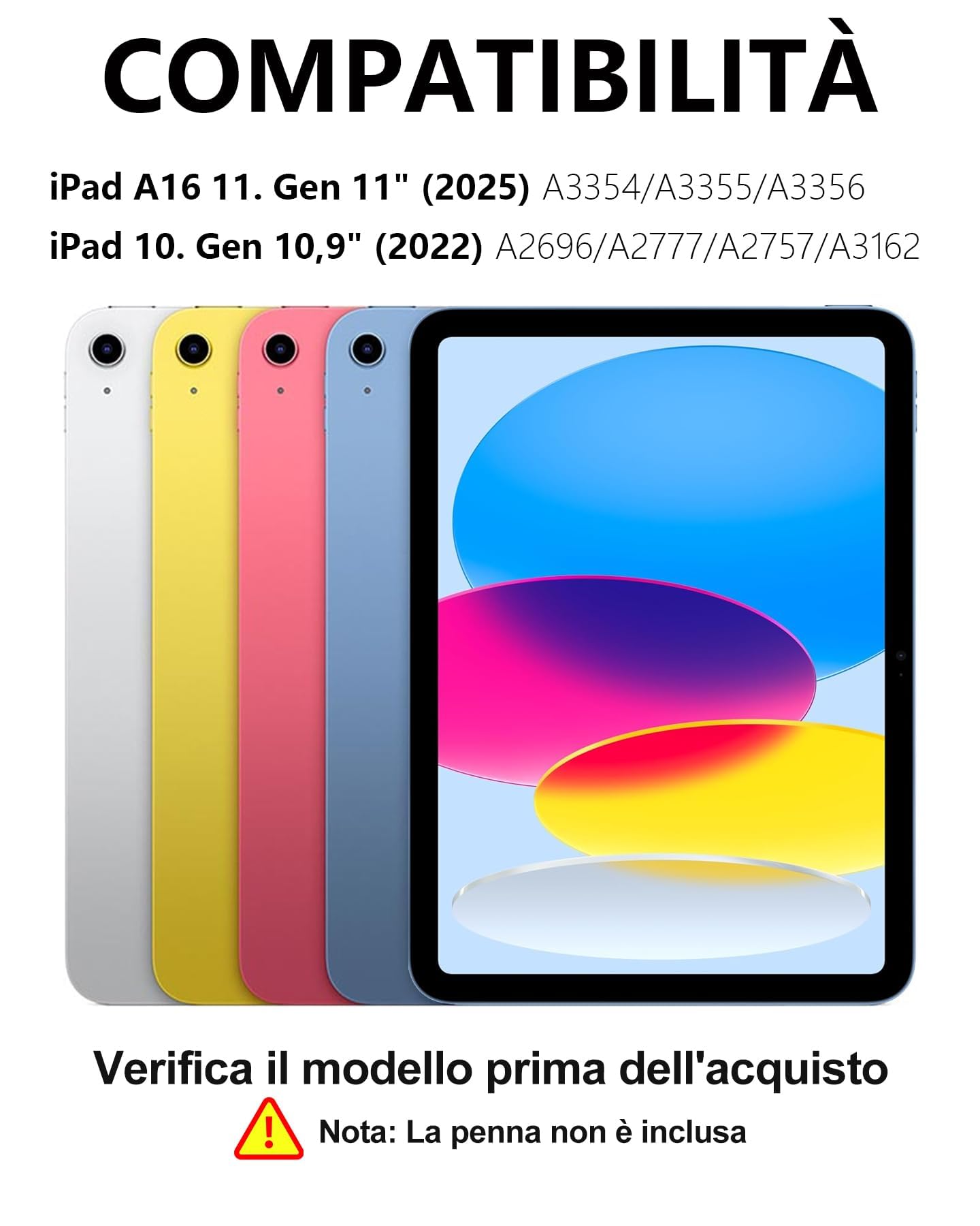 Per iPad A16 11 & 10 Gen Cover Tastiera con RGB & TP Italiana