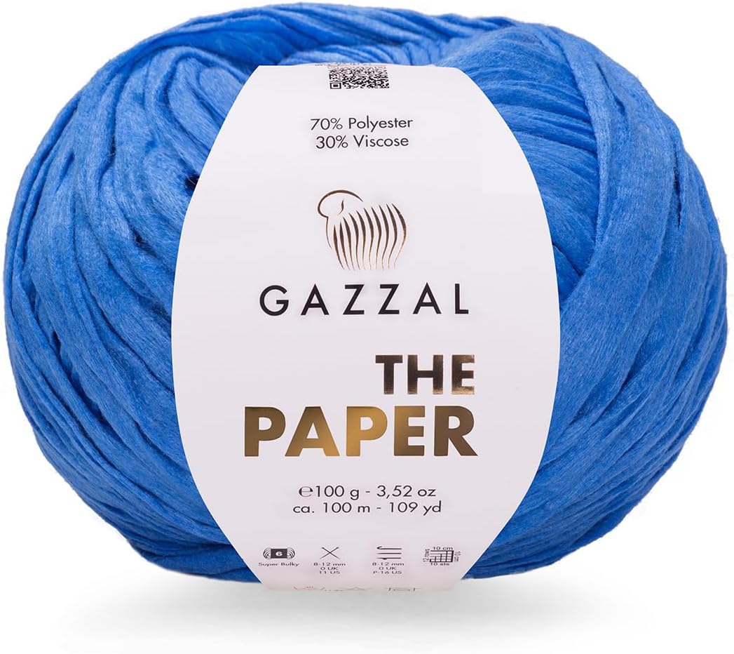 2 Skein/Pack Gazzal The Paper Yarn, 70% Polyester 30% Viscose, Soft Raffia Yarn, 3,52 oz, 108 yds, Washable and Ironable Raphia, Crochet Paper Hat, Crochet Beach Bag, 3966