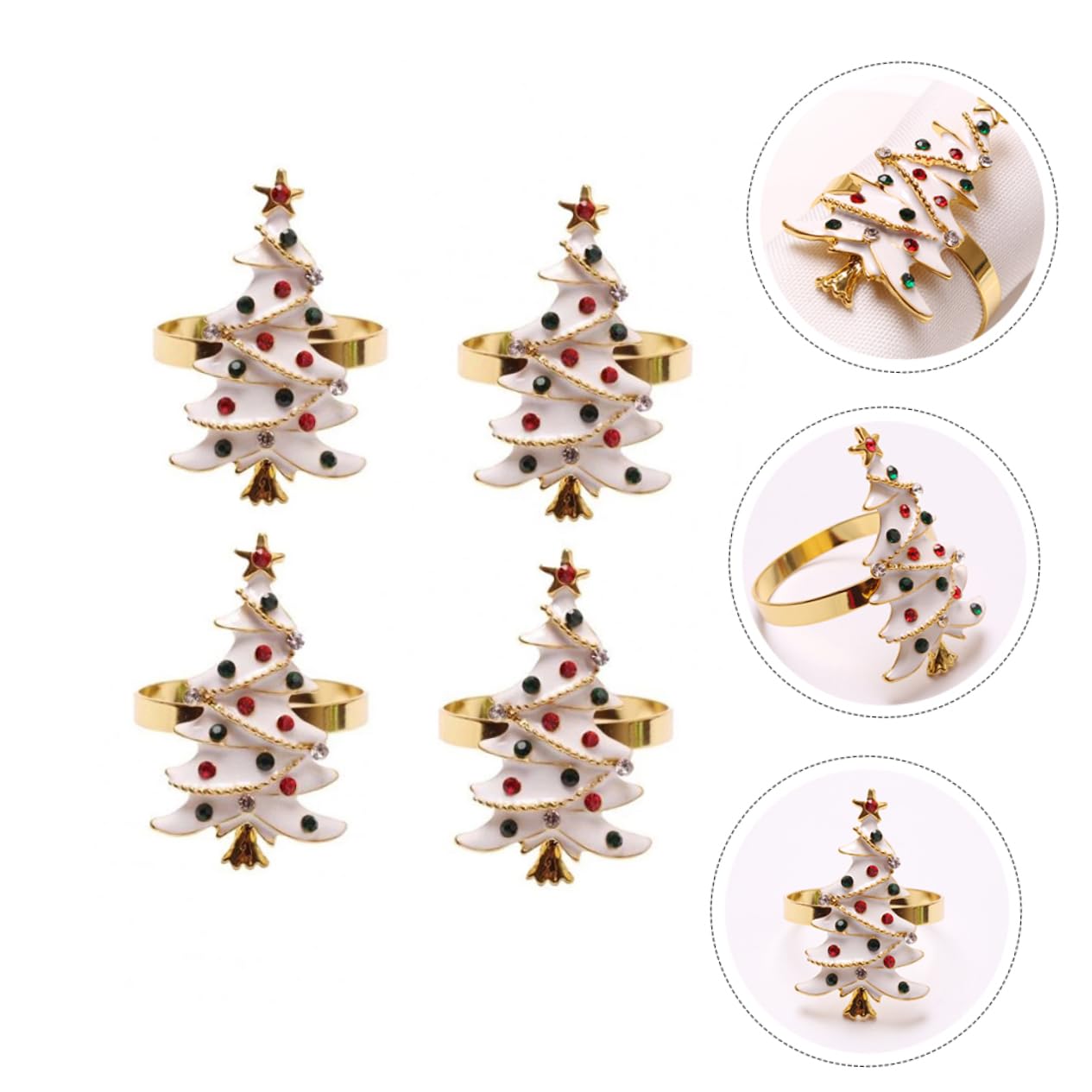 Mikinona 3 Set Eleganti Porta Tovaglioli Natalizi Per Feste Di Natale Con Fibbia Per Decorazioni Festive 4 Pezzi * 3