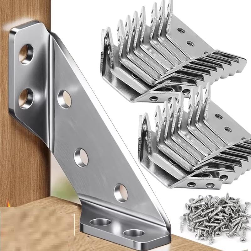 Heavy Duty Stainless Steel Corner Brackets Set with Screws – 90 Degree L Shape Furniture Connector, Rustproof Angle Bracket for Wood, Shelves, Cabinets & DIY Projects (10)-image-22