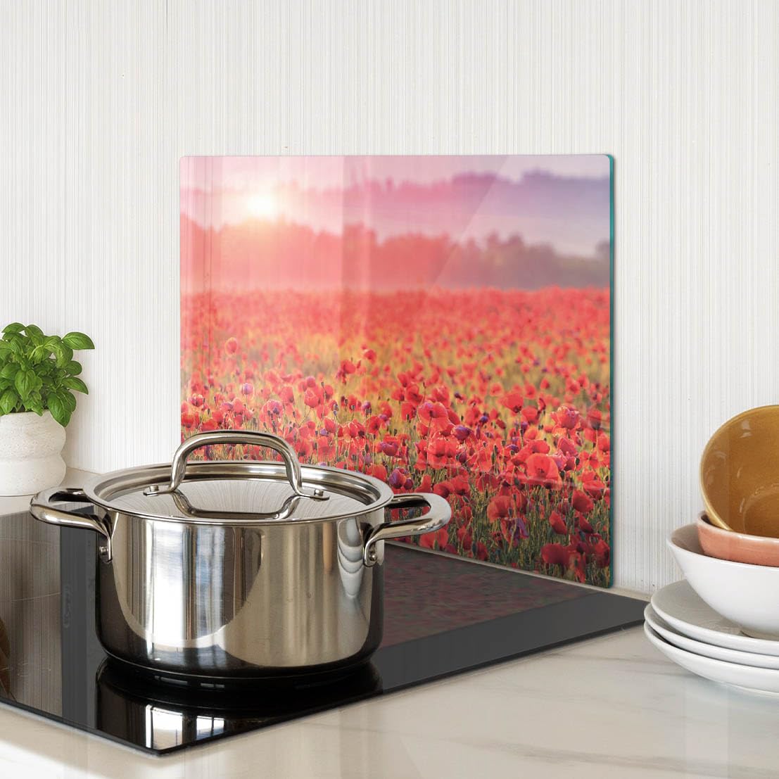 Tabla de cortar de vidrio templado 40x30 cm Campo de amapolas