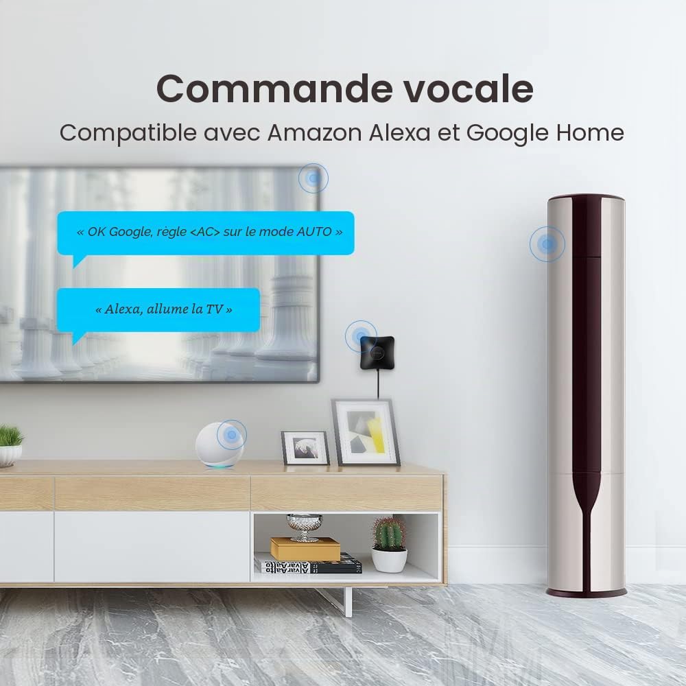 Broadlink RM4 Pro IR RF WiFi Télécommande universelle pour domotique intelligente Fonctionne avec Alexa/Google/Siri Application de contrôle du salon pour Amazon Echo, Google Home et Alexa Noir
