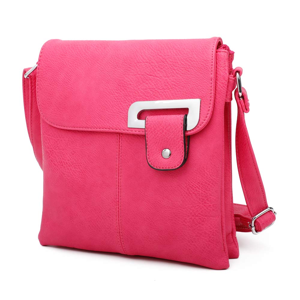 VIVA LONDON Ladies Long Strap Messenger Bag Travel Organizer With Long shoulder straps with multiple pocket, Branded Bags (Fuchsia)