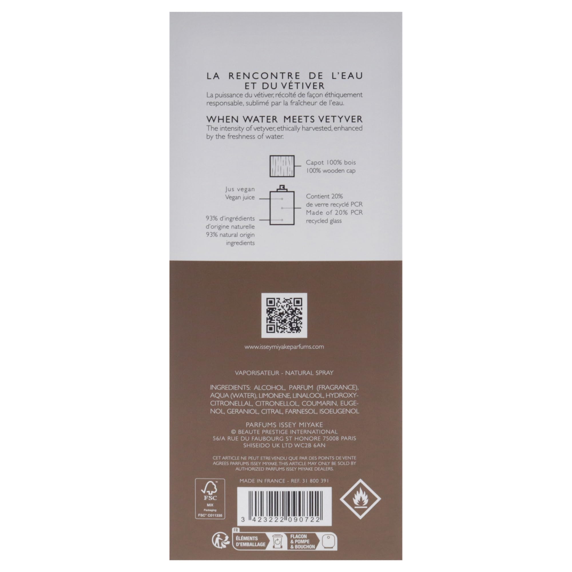Issey Miyake EDT L'Eau d'Issey perfumy męskie pour Homme Vétiver 100 ml