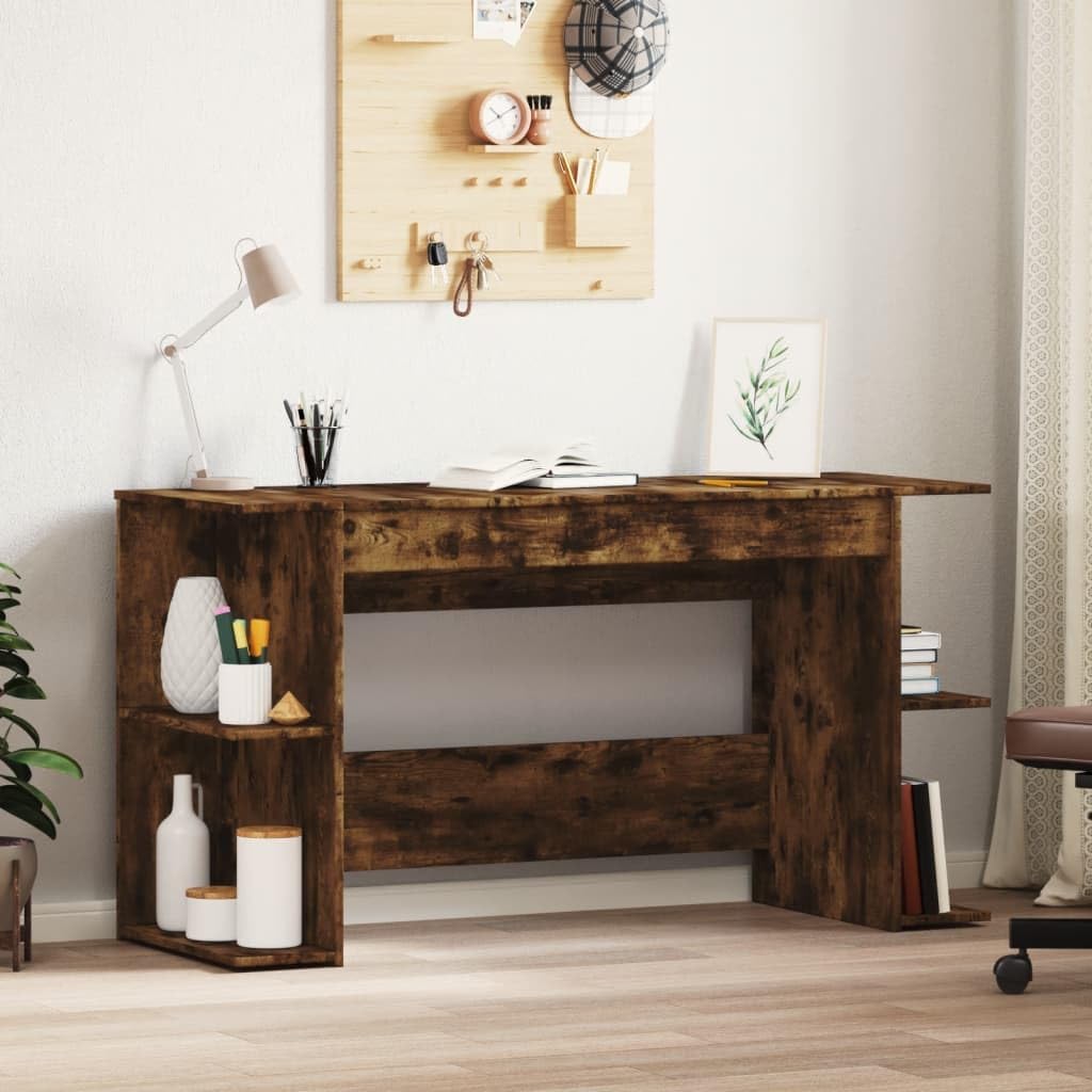 Scrivania affumicatura 140 x 50 x 75 cm, materiale in legno, robusto computer desk per ufficio, con spazio di archiviazione, ideale come tavolo da gioco e scrittura per Bedroom