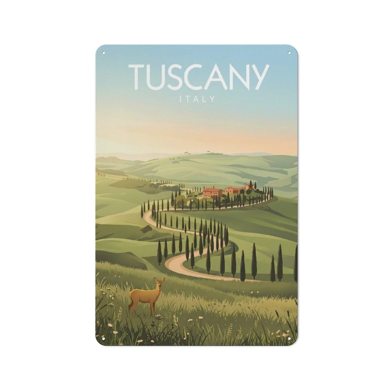 Tuscany Landscape Classic Metal Wall Decor 30x20cm, Metal Wall Plaque for Hobby Room, Office, Lounge Or Living Room