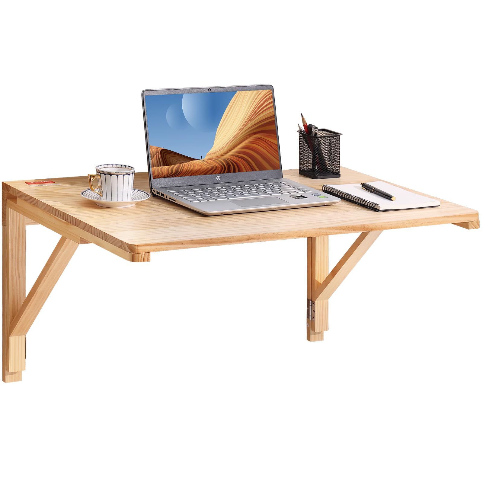 Photo 1 of VEVOR Wall Mounted Folding Table, Wall Mounted Drop Leaf Tables, Solid Wood Floating Desk for Dining, Laundry Room, Office, 31.5" x 23.58" x 17.24" Fold Down Desk Solid Wood Floating Desk 31.5x23.6