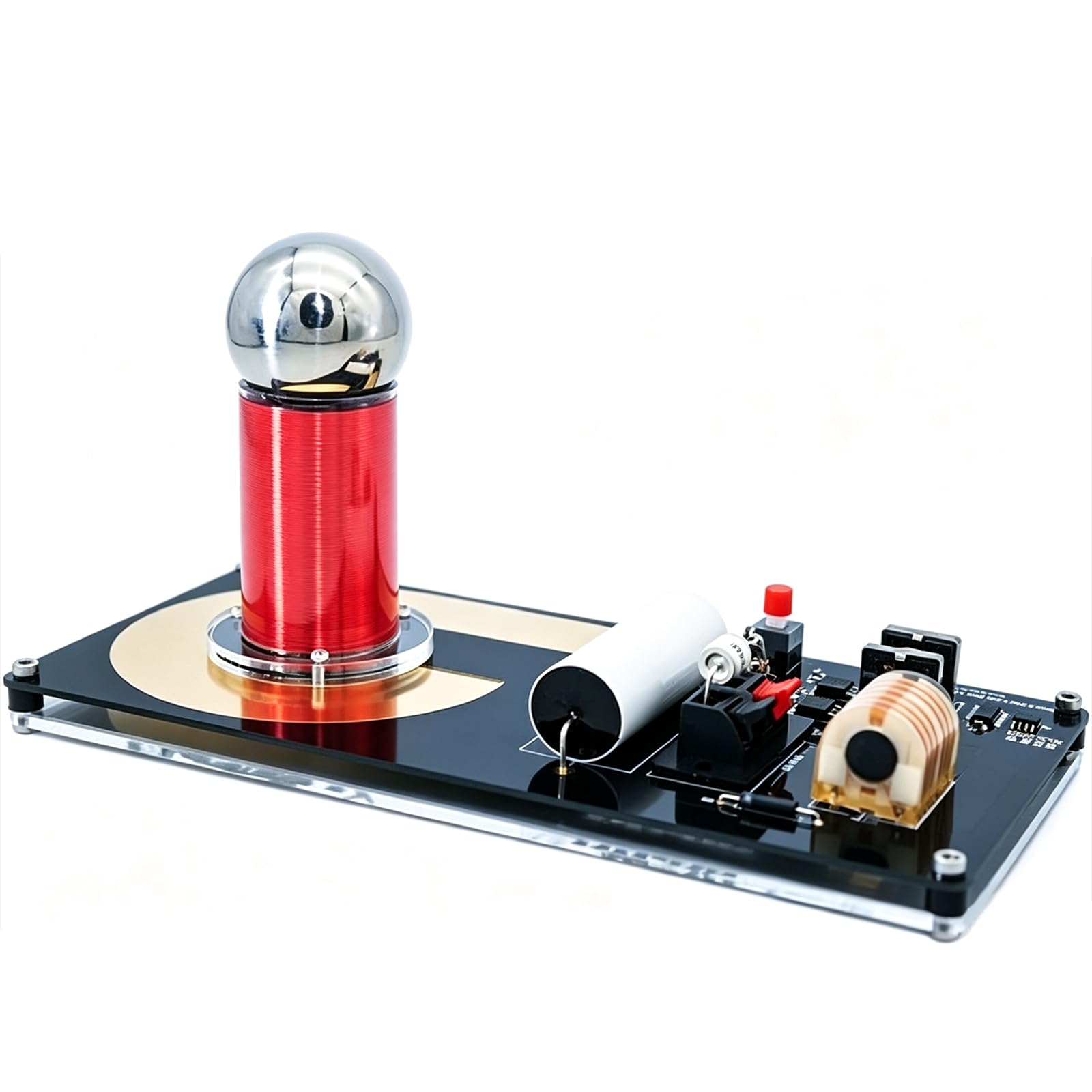 Zestaw Do Samodzielnego Montażu Cewki Tesli Do Eksperymentów Fizycznych: Kompaktowy Generator Plazmowy 12 V Z Lampą Wyładowczą, Żarówkami Neonowymi I Kulką Stalową Do Projektów Edukacyjnych Z