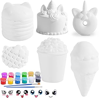 Squishy Making Kit, 6 Pcs DIY Squishies Slow Rising Jumbo Food DIY Dessert Toy Paint Your Own Squishies for Birthday Gifts